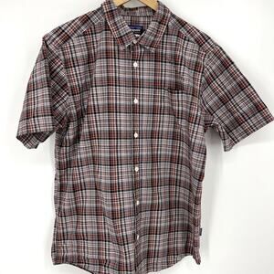 Patagonia Mens Short Sleeve Plaid Cotton Blend Button Up Shirt Size M